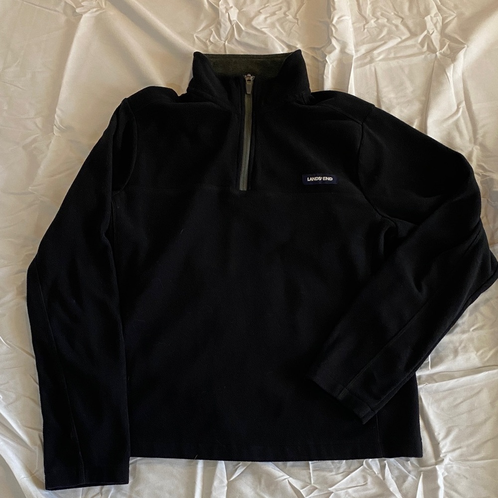 Men’s Small Lands' End Black Fleece Quarter-Zip